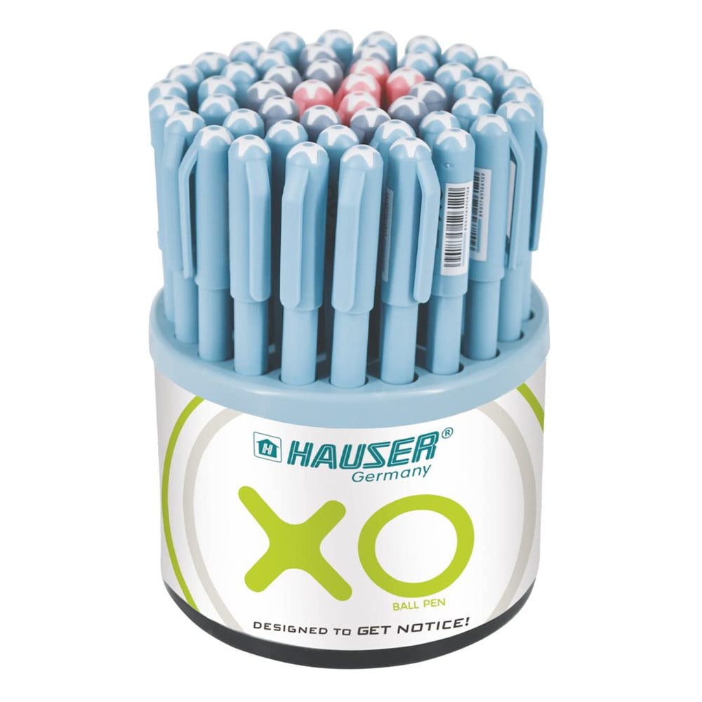 HAUSER XO front packaging showing tumbler of 50 pens and color mix benefit
