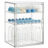 HBlife front view of clear organizer showing organized bottles and accessories for tidy counters