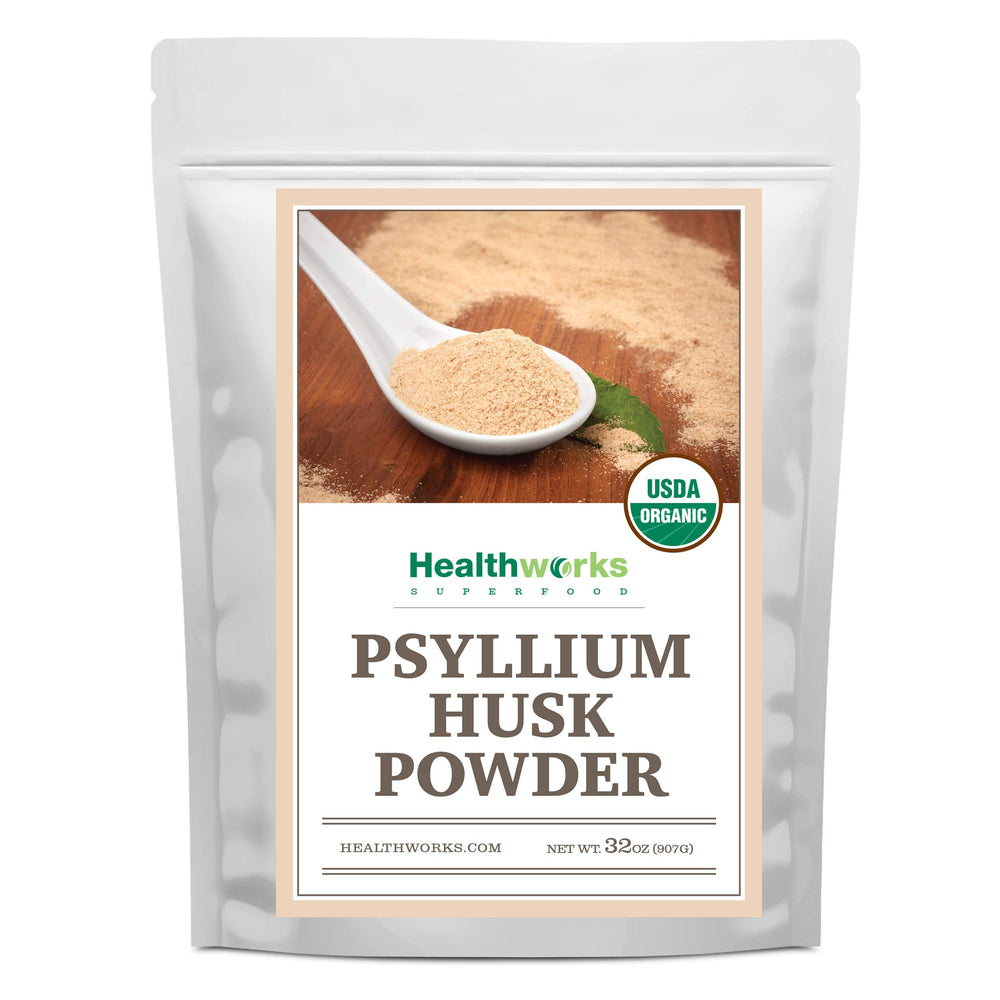 Healthworks Superfoods front packaging showing organic psyllium and benefits