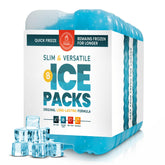Healthy Packers front packaging showing eight slim reusable ice packs and benefits