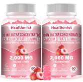 Healtionist front packaging showing peach gummy bottle and benefits