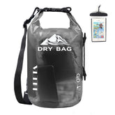 HEETA transparent 10L dry bag front view showing contents and visibility benefit
