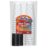 Hefty front pack showing 16oz cups and lids, practical convenience
