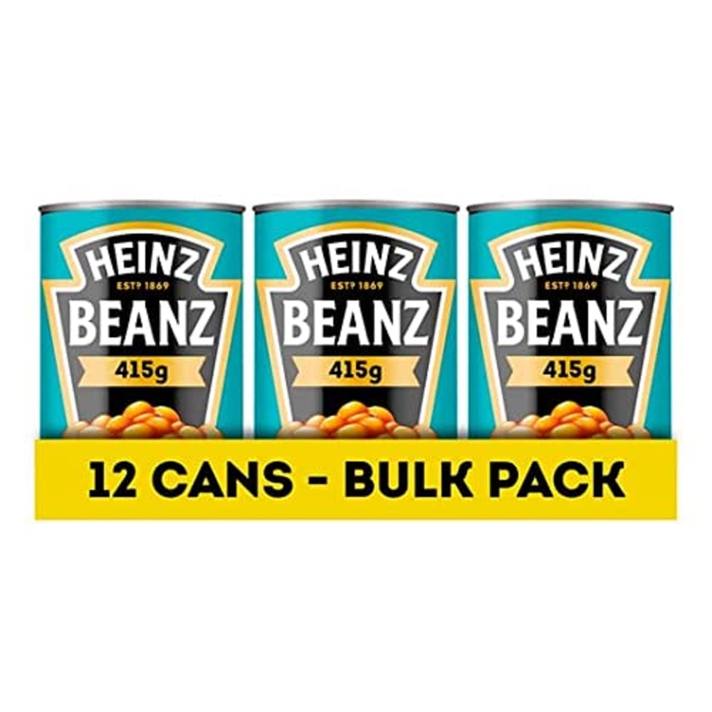 HEINZ front packaging of 415g baked beans showing brand and label benefits