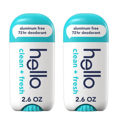 hello front packaging showing two sticks, clear branding and size benefit
