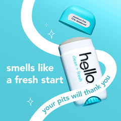 hello stick open with product visible, easy-glide application benefit