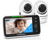 HelloBaby HB6550 front display showing live baby view and secure feed benefit