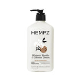 Hempz front packaging bottle showing whipped vanilla coconut cream and benefit of daily hydration
