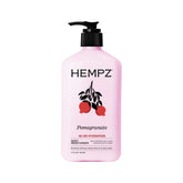 Hempz front packaging showing bottle and bright citrus pomegranate scent benefit