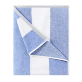 HENBAY front view blue striped towel showing full oversized coverage and style