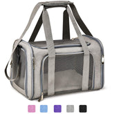 Henkelion front-facing carrier in grey showing compact airline-ready profile and comfort