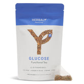 Herbaly Glucose front box showing organic branding and 28-count benefit