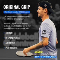 Hesacore grip in a player's hand demonstrating secure hold
