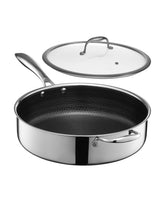 HexClad front view showing pan and lid, durable versatile cookware benefit