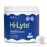 Hi-Lyte K1000 front packaging showing product and servings benefit clean electrolytes