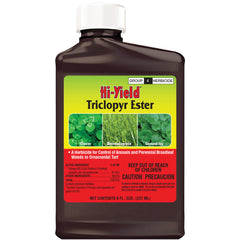 Hi-Yield bottle front label showing product and clear usage benefits for weed control