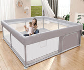 Hiaksedt playpen front view showing roomy 50x50 inch area for safe play