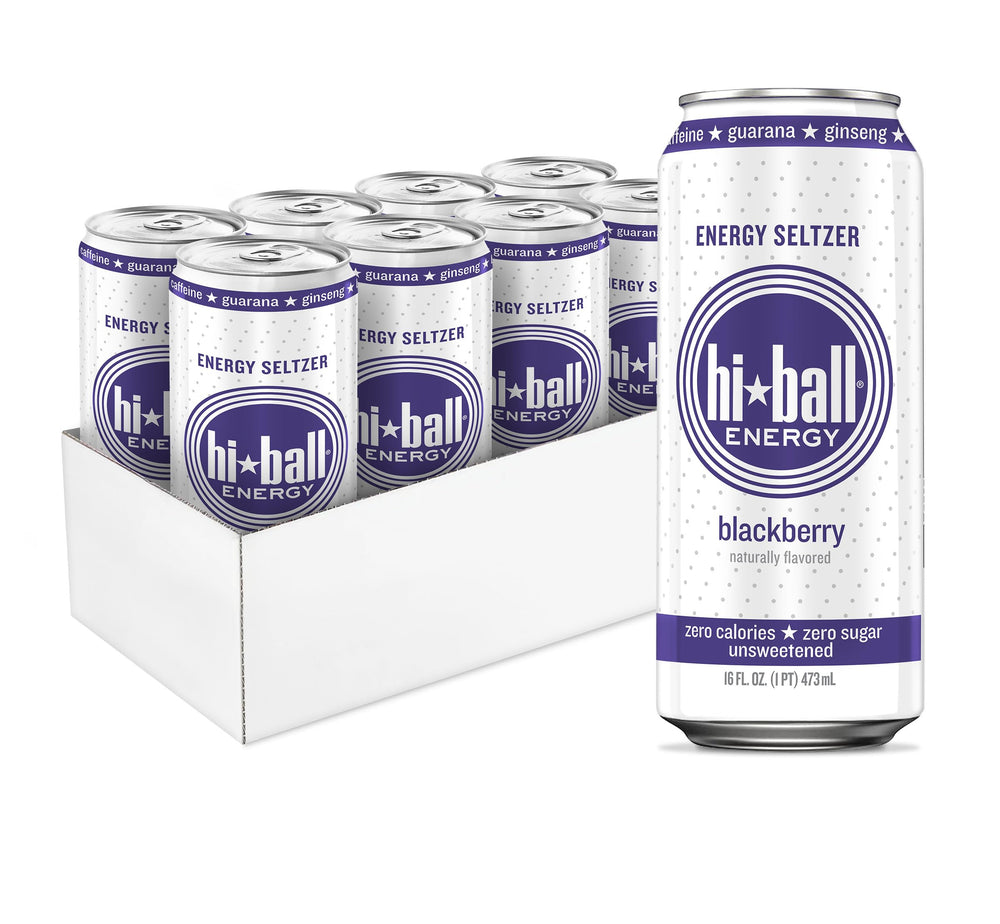 Hiball Blackberry front can showing branding and zero sugar benefit