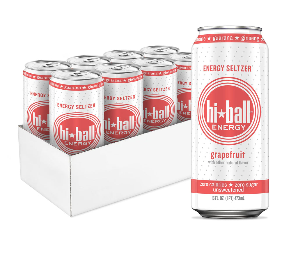 Hiball front can showing grapefruit flavor and bold zero-calorie label benefit