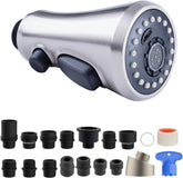 Hibbent front view pull down head shows sleek finish and easy installation benefit