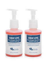 Hibiclens front packaging 16 oz pump showing bottle and label benefits