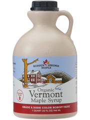 Hidden Springs Maple front jug showing organic label and sturdy pour spout