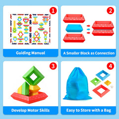 Hieoby blocks in use with child stacking to develop fine motor skills