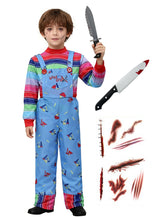 Hikaruer Chucky costume front view on mannequin shows complete set and clear character look