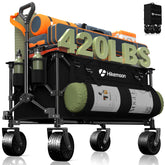HIKEMOON front view of open collapsible wagon showing roomy bed for hauling