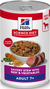 Hill's Science Diet front can showing product label and senior support benefit