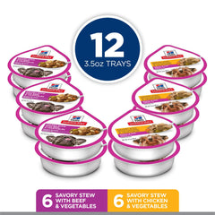 Hill's Science Diet chicken and vegetables tray top view, easy serving