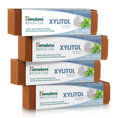 Himalaya front packaging showing four mint toothpaste tubes and benefits