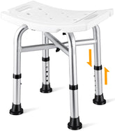 Hiqufet shower chair front view showing stable frame and wide seat