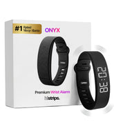histrips Onyx front view showing compact vibrating module and band for quiet wake benefits
