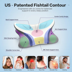 HOBEST shown under a back sleeper’s head with recessed center for neutral neck alignment