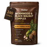 HOLIOR front pouch shot showing full 240 softgels and product branding for easy identification and storage