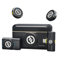 HollyView Lark M2 front view shows receiver and transmitters, reliable compact audio