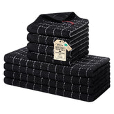 Homaxy black towel pack front view showing neat bundle and modern look, durable convenience