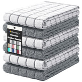 Homaxy front view of six grey towels showing neat packaging and consistent color, practical storage benefit