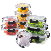 HOMBERKING front packaging showing full 18-piece glass container set and lids for easy identification and benefits