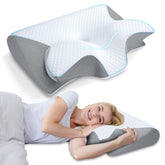 HOMCA front view contour pillow showing ergonomic neck support and alignment