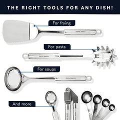 Home Hero utensils in use stirring a skillet demonstrating reliable performance
