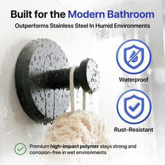 HOME SO suction hook installed on glass shower panel demonstrating no-drill convenience