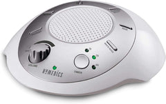 Homedics front view of silver device showing clean design and quick setup benefit