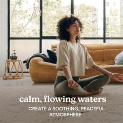 Homedics close-up of flowing water showing smooth cascade and soothing sound