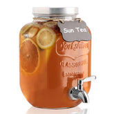 HomeFeel front view glass dispenser showing clear jar and neat pouring benefit