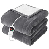 Homemate front view of twin heated blanket showing plush flannel and warm look