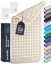 Homerella front view of bathtub mat packaging showing size and features