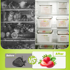 HOMETALL containers stacked and nested to save fridge and cabinet space