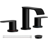 Homevacious front view of matte black waterfall faucet showing elegant design and visual appeal